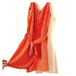 Orange & White Striped Romper